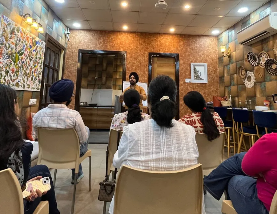 Members listening to a speaker